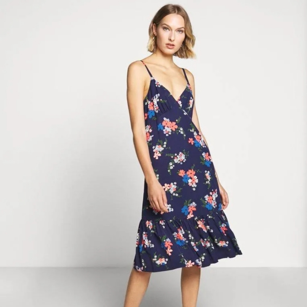 NWT Michael Michael Kors Size L Navy Blue Floral Slip Dress